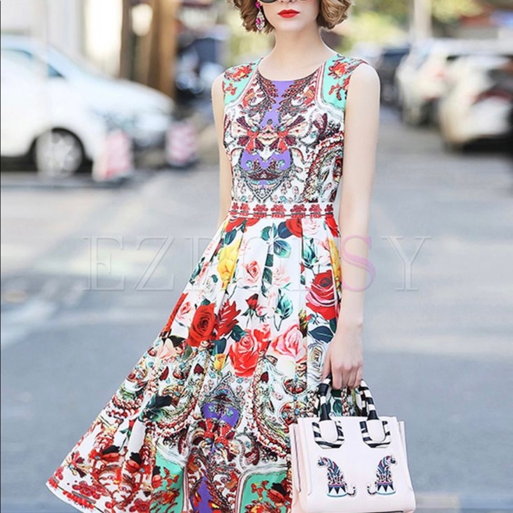 A beautiful summer dress with multiple colors